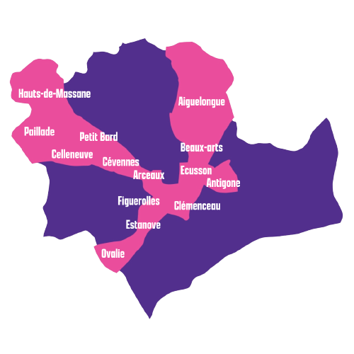 Les quartiers de la 2e circonscription de l'Hérault